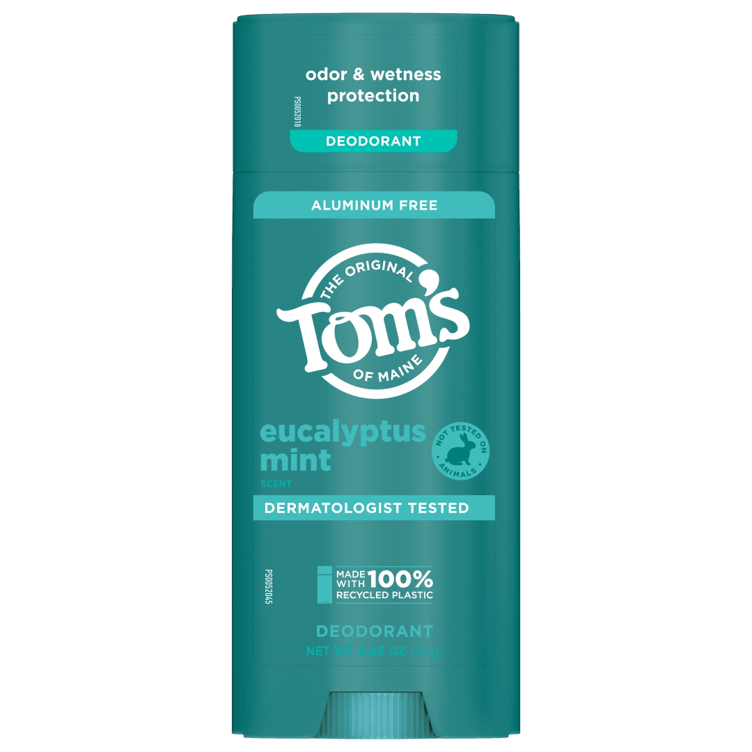Tom’s of Maine Eucalyptus Mint Natural Deodorant, Aluminum Free, Clear Application, Odor & Wetness Protection, Naturally Derived Ingredients, 3.25 oz