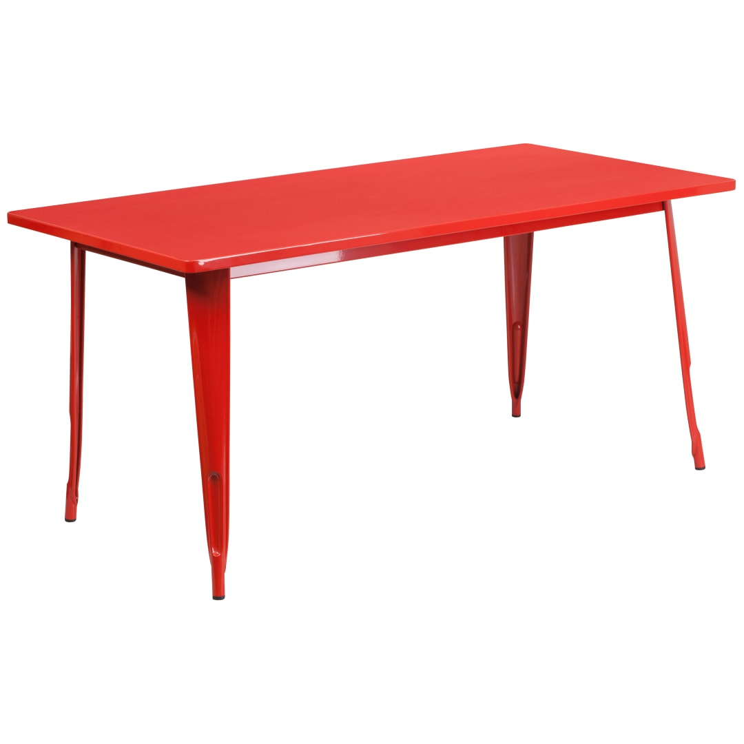 Charis Commercial Grade 31.5" x 63" Rectangular Red Metal Indoor-Outdoor Table