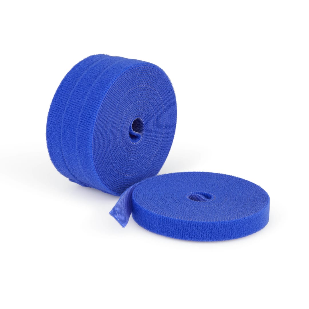 4x 15ft (60ft) Hook and Loop Roll, 1/2" Wide, Blue