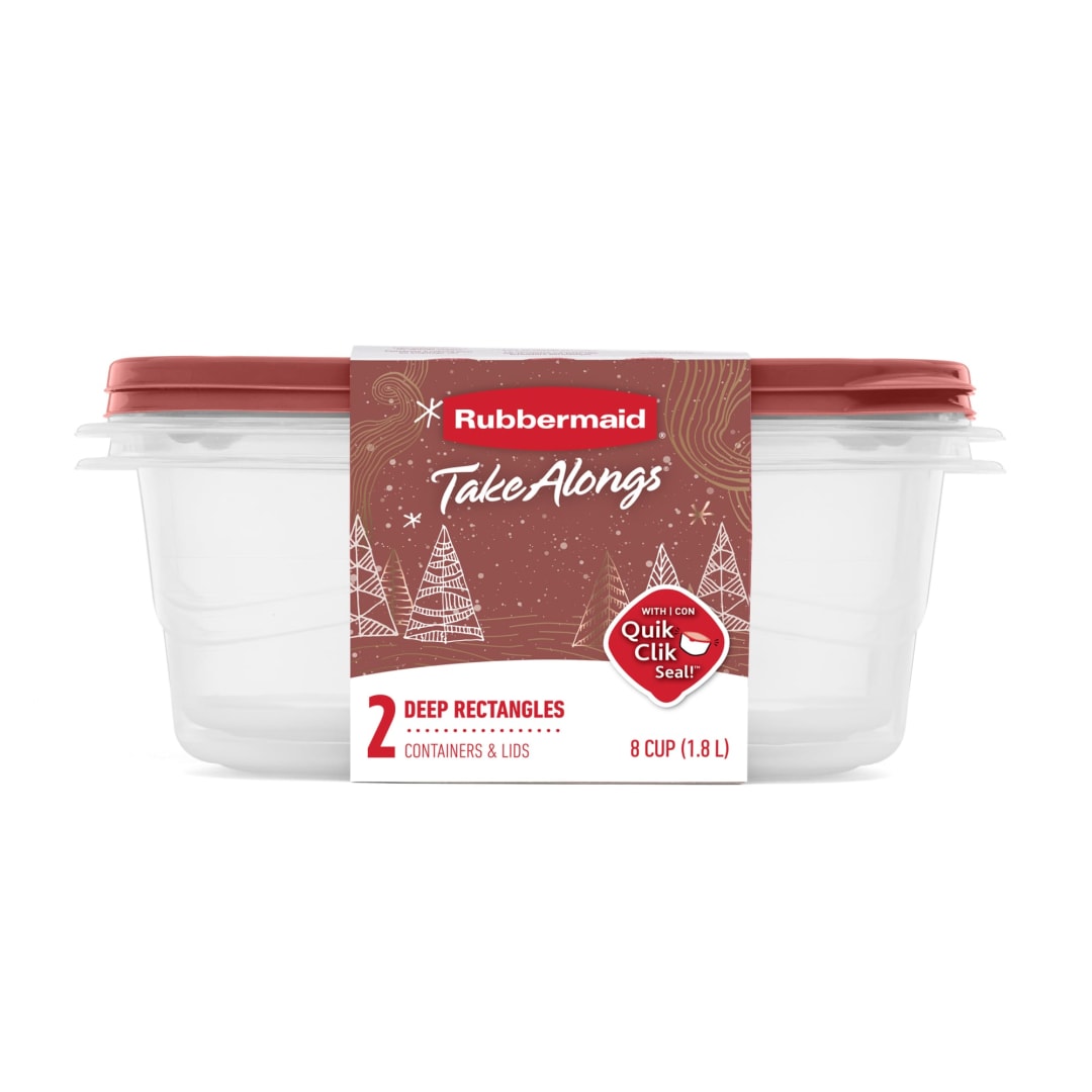 Rubbermaid TakeAlongs 8-Cup Food Storage Containers, Food Storage Containers with Lids, Meal Prep Containers, Limited-Edition Maple Leaf Red, 2-Pack