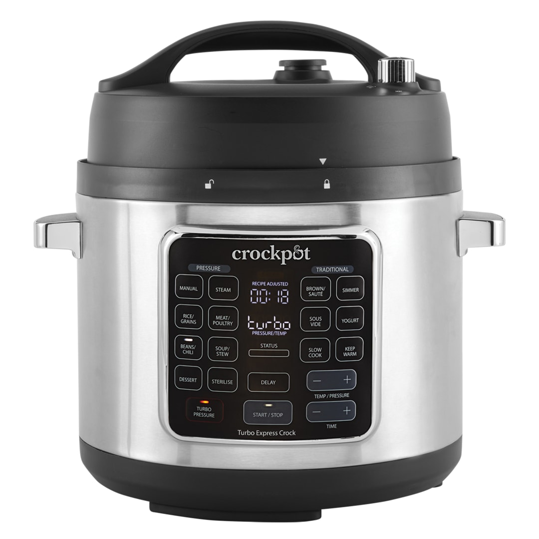 Crock-Pot Turbo Express olla a presión y olla multifunción | 5,6 L (Más de 6 Personas) | Opciones de Cocción 14 en 1 | Olla de Cocción Lenta, Vaporera, Olla a Presión y Más | CSC062X
