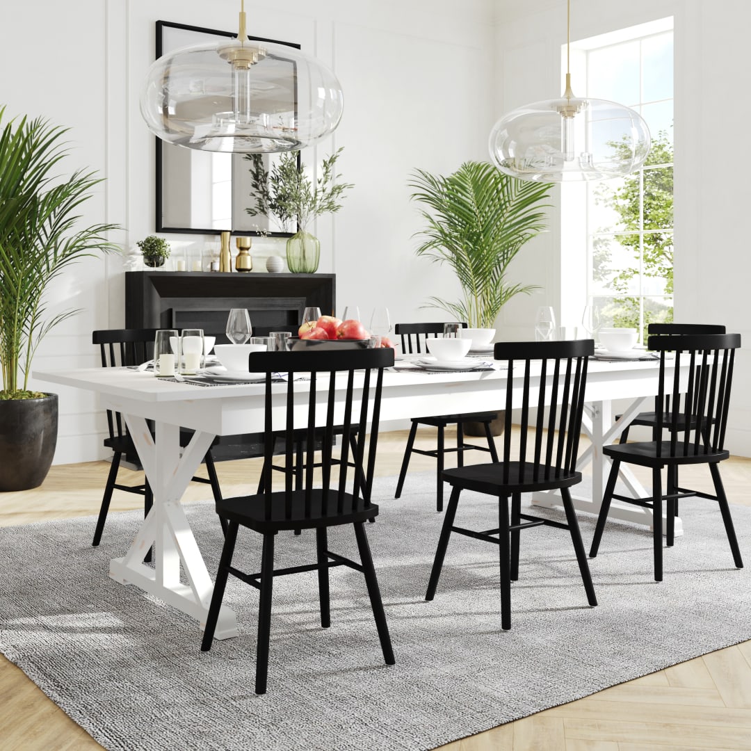 HERCULES 9' x 40" Rectangular Antique Rustic White Solid Pine Folding Farm Table with X Legs