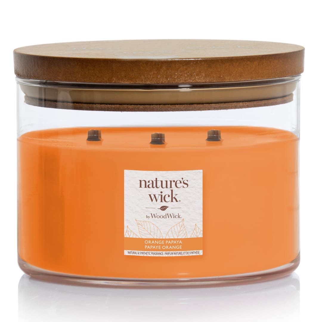 WoodWick® Nature's Wick Multi Wick Tumbler Scented Candle | Orange Papaya | with Crackling Wick | 433g | Gifts for Women