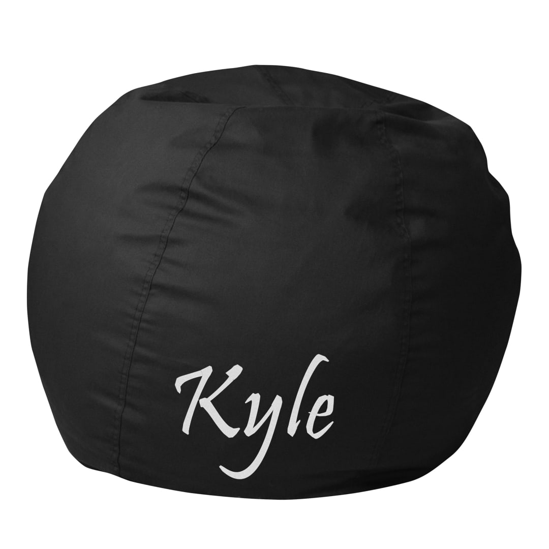 Dillon Small Solid Black Refillable Bean Bag Chair for Kids and Teens