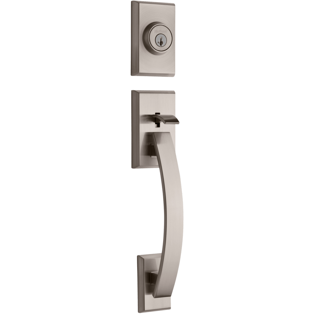 Tavaris Double Cylinder Exterior Only Handleset featuring SmartKey Security™ in Satin Nickel