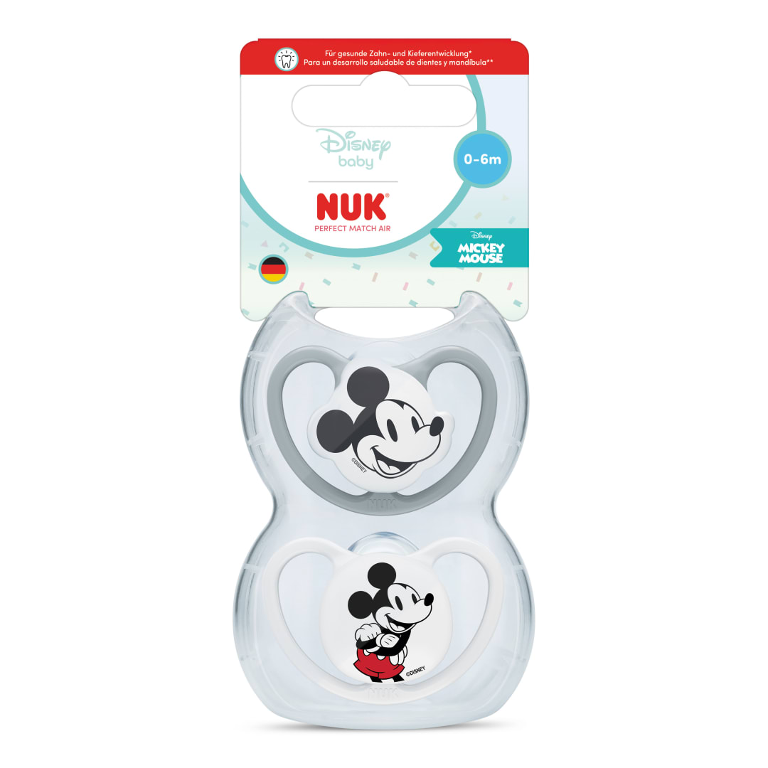 NUK PM PACI SI1 AIR MICKEY CL2 GREY 2/BO