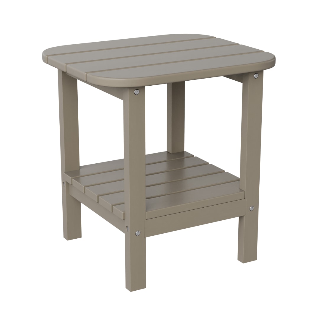 Newport HDPE 2-Tier Adirondack Side Table - All-Weather - Indoor/Outdoor Brown