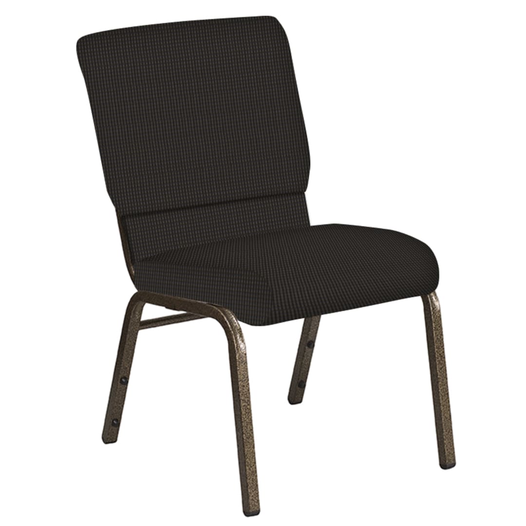 18.5''W Church Chair in Mainframe Truffle Fabric - Gold Vein Frame