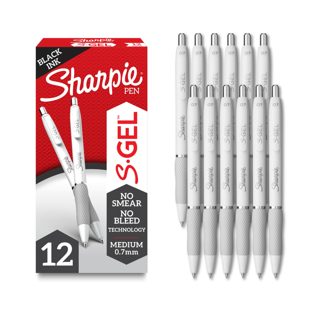 Sharpie® S-Gel, Gel Pens, Medium Point (0.7mm), Black Gel Ink Pens, 12 Count