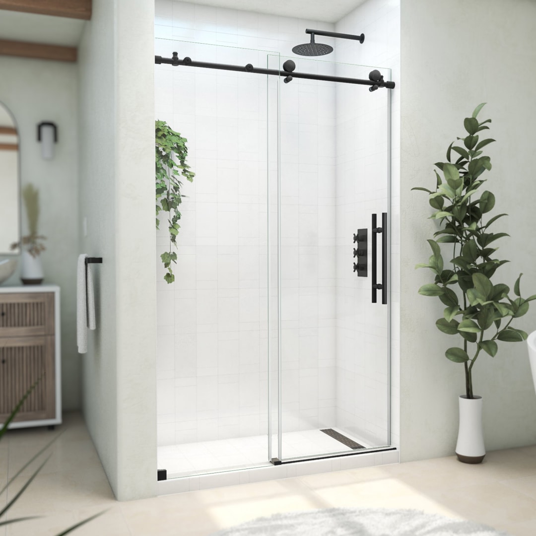 DreamLine Continuum 44-48 inch W x 76 inch H Clear Sliding Shower Door in Matte Black