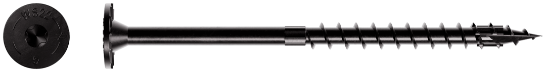 Simpson Strong-Tie SDWS22500DBB-R50 Strong-Drive® SDWS™ TIMBER Screw (Exterior Grade) — 0.220 in. x 5 in. T40, Black (50-Qty) (Pack of 6)