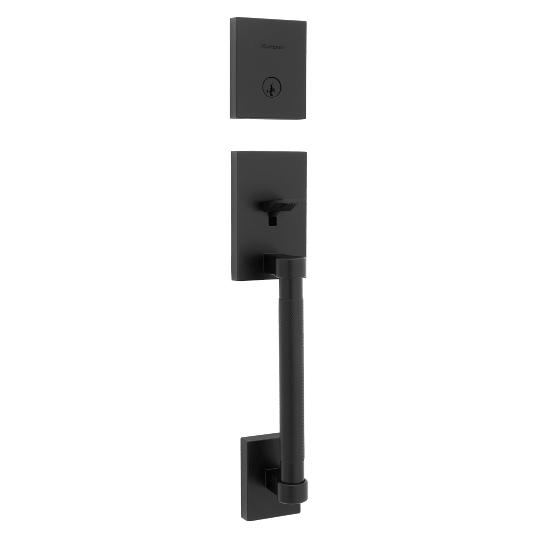 Prava Single Cylinder Exterior Only Handleset featuring SmartKey Security™ in Matte Black
