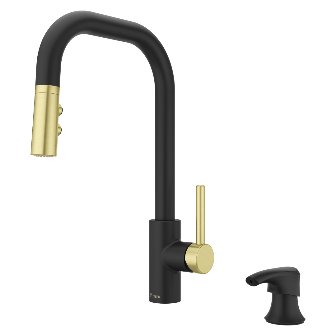 Zanna 1-Handle Pull-Down Kitchen Faucet in Matte Black and Brushed Gold