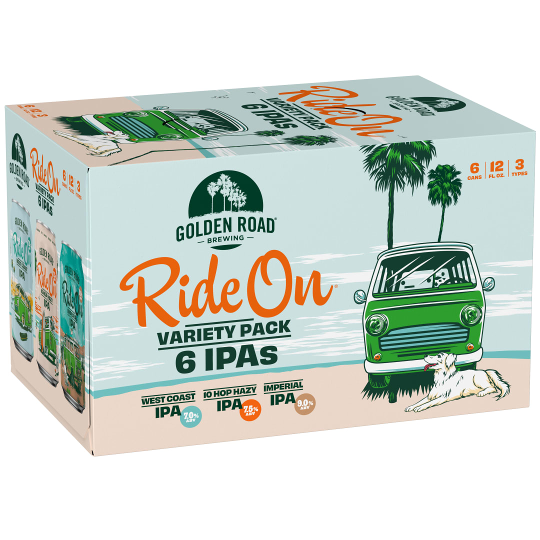 Golden Road Ride On Variety Pack West Coast/10 Hop Hazy/Imperial IPA Beer 6 - 12 fl oz Cans