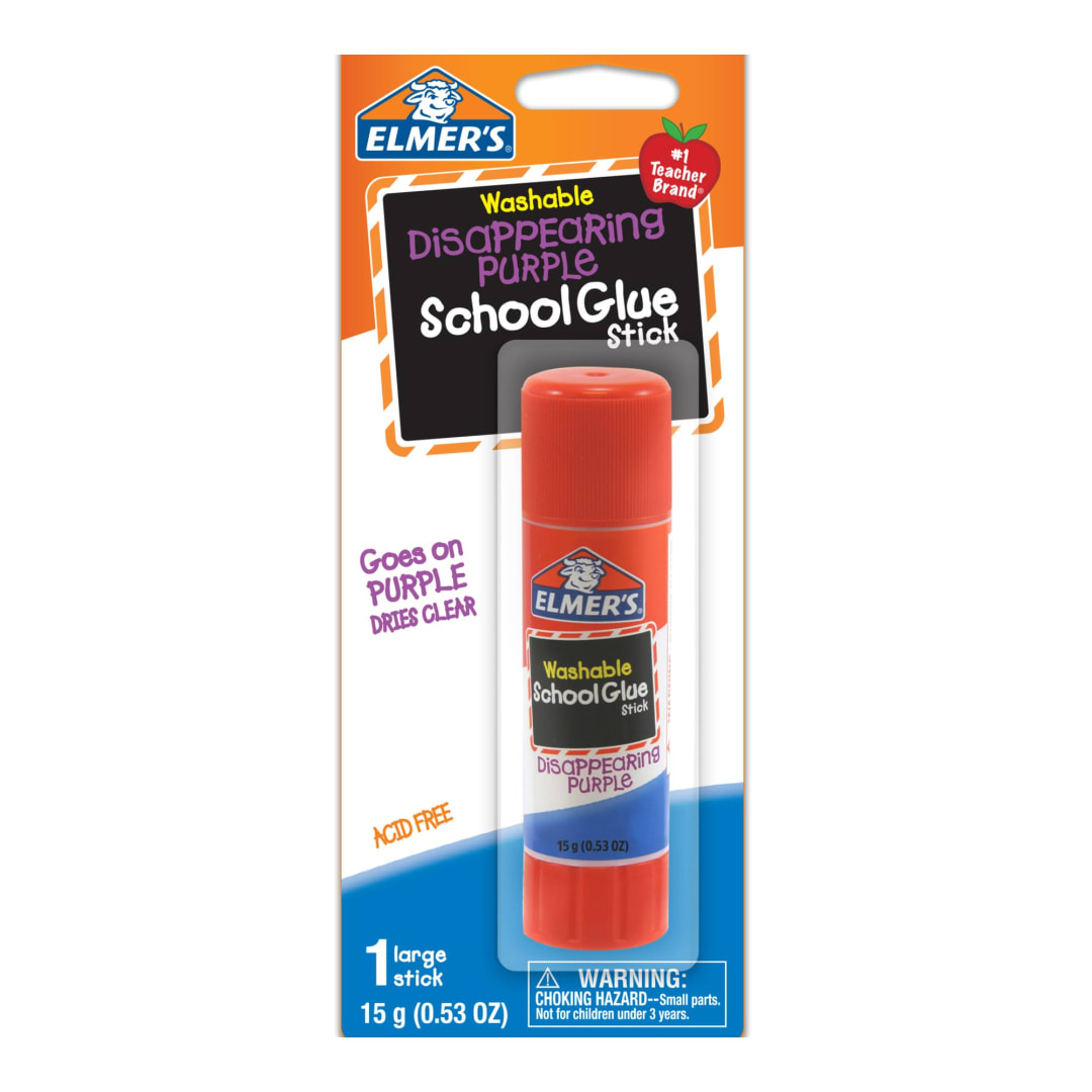 Elmer's Disappearing Purple School Glue Stick, Washable, 15 Gram, 1 Count