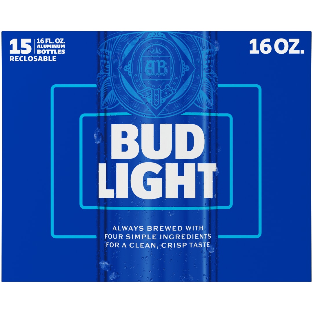 Bud Light American Lager Beer 15 Pack, 16 fl oz Aluminum Bottles