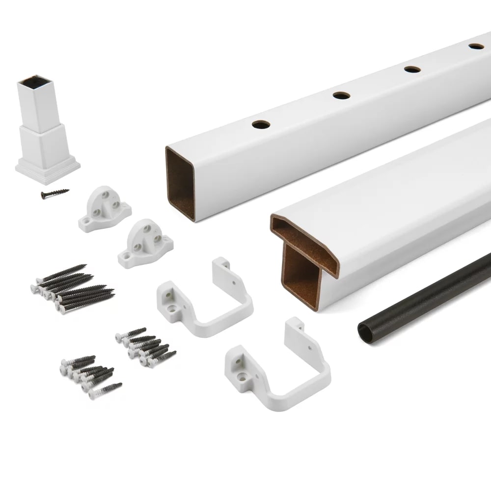 6-ft x 36-in Select® Horizontal T-Rail Kit with Round Aluminum Balusters Full Span - Classic White