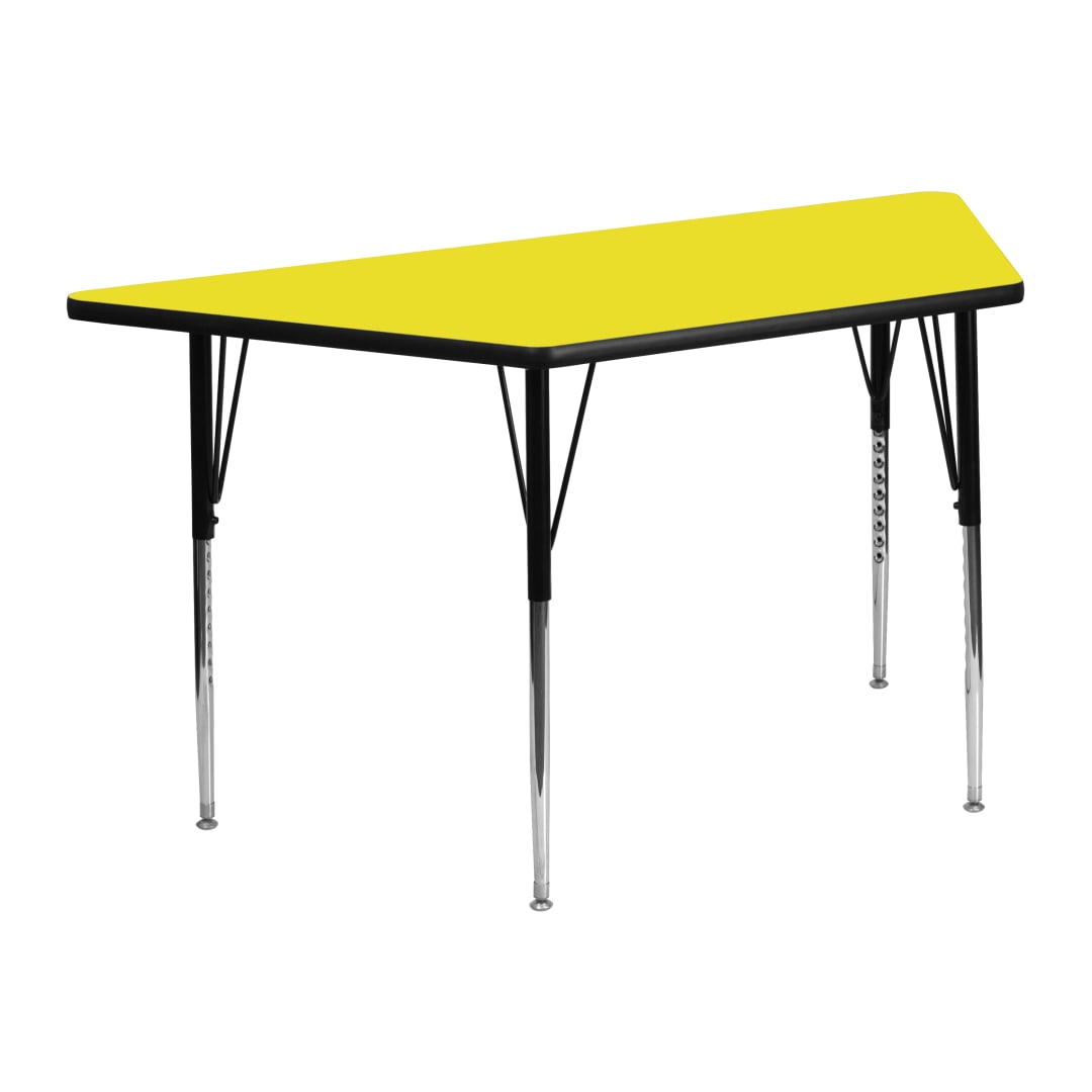 Wren 22.5''W x 45''L Trapezoid Yellow HP Laminate Activity Table - Standard Height Adjustable Legs