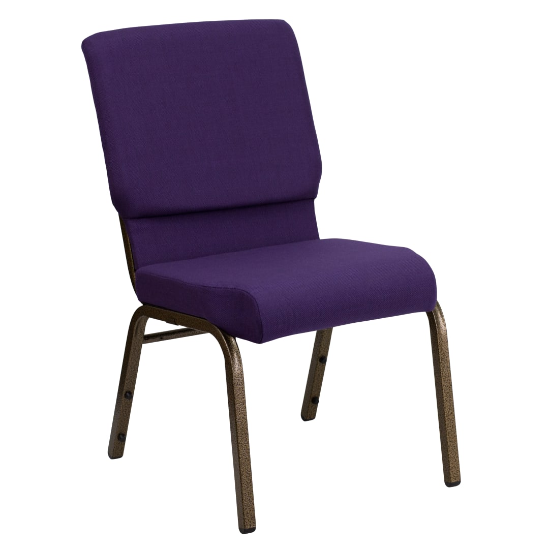 HERCULES Series Auditorium Chair - Stacking Padded Chair - 19inch Wide Seat - Royal Purple Fabric/Gold Vein Frame