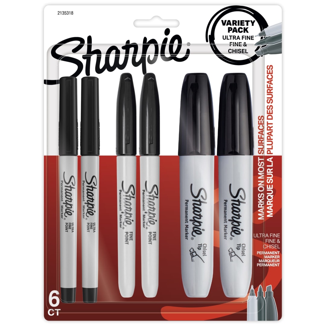 SHARPIE FN/UF/CHISEL BLK 6CT REPACK