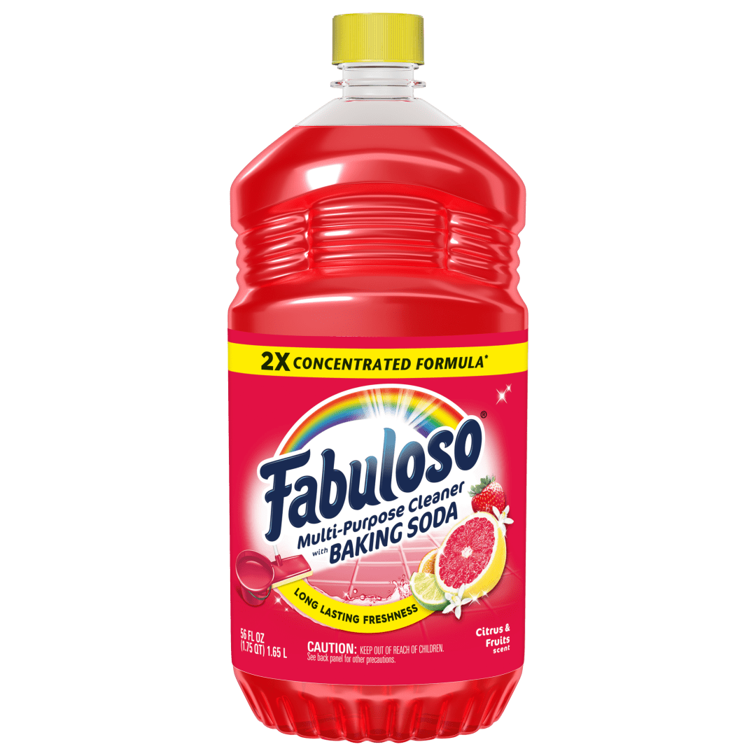 Fabuloso 2X Multi-Purpose Cleaner with Baking Soda, No Rinse Floor Cleaner, Long-Lasting Freshness, Citrus and Fruits Scent, 56 fl oz