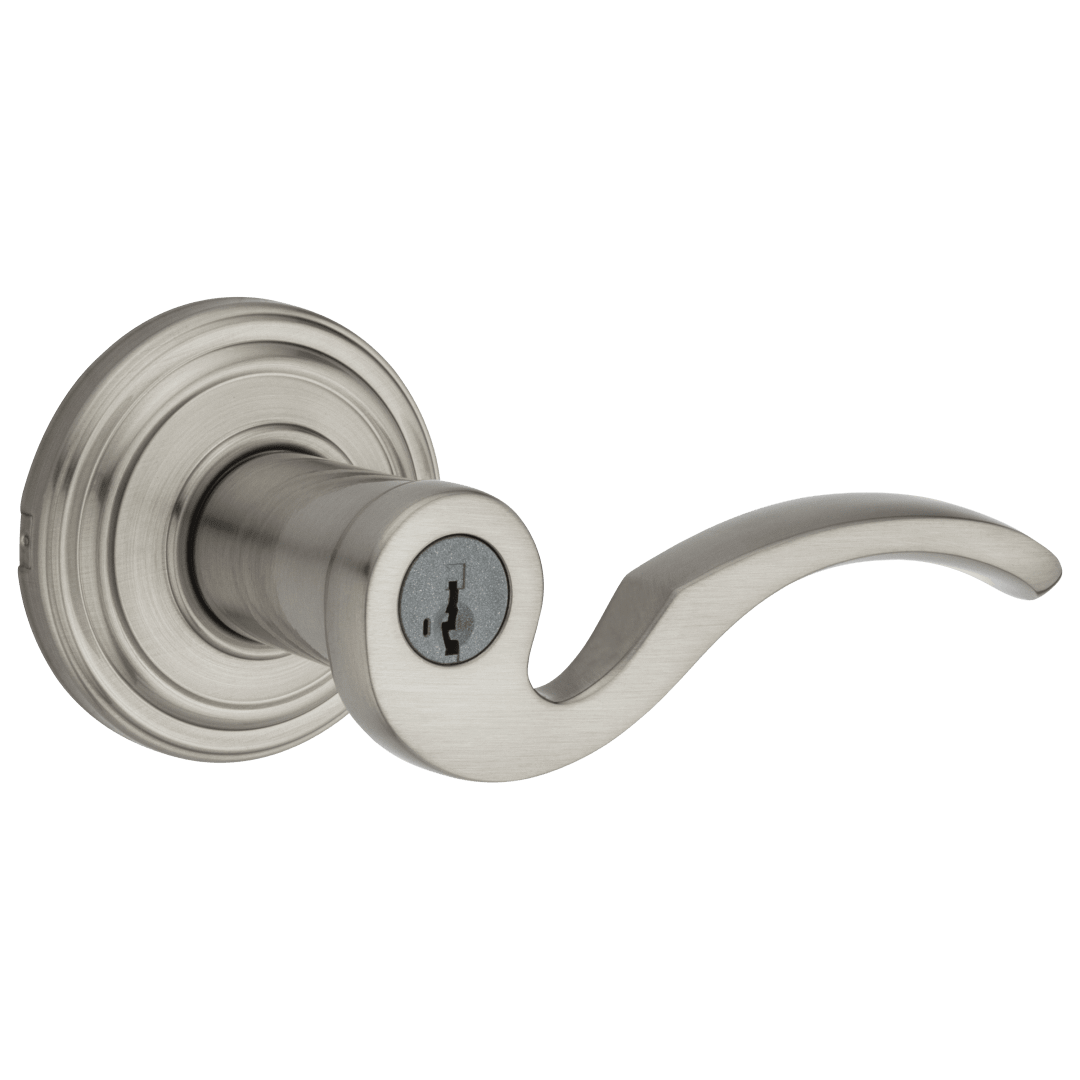 Brooklane Keyed Entry Lever featuring SmartKey Security™ in Satin Nickel