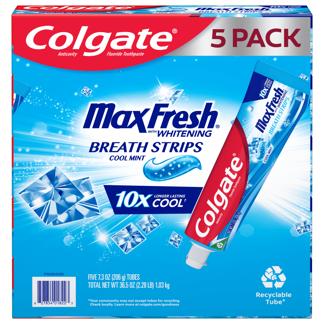 Colgate Max Fresh Toothpaste with Mini Breath Strips, Cool Mint, 7.3oz