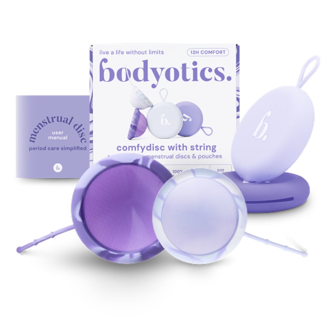 Bodyotics Reusable Menstrual Discs With Pull-Off String S & L - comfydisc Purple & Lavender (2pcs) 