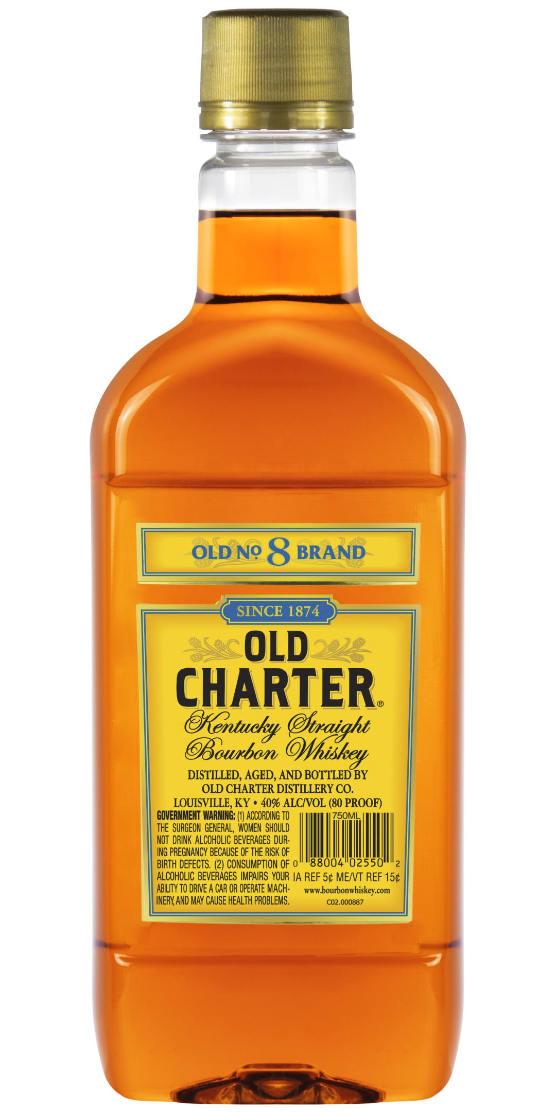 Old Charter 8 Kentucky Straight Bourbon Whiskey 750ml Plastic Bottle 80 Proof
