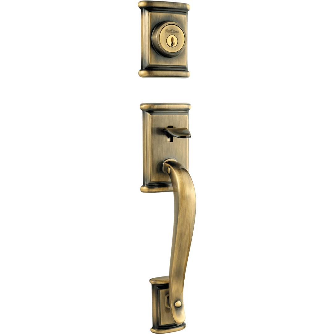 Ashfield Single Cylinder Exterior Only Handleset in Antique Brass