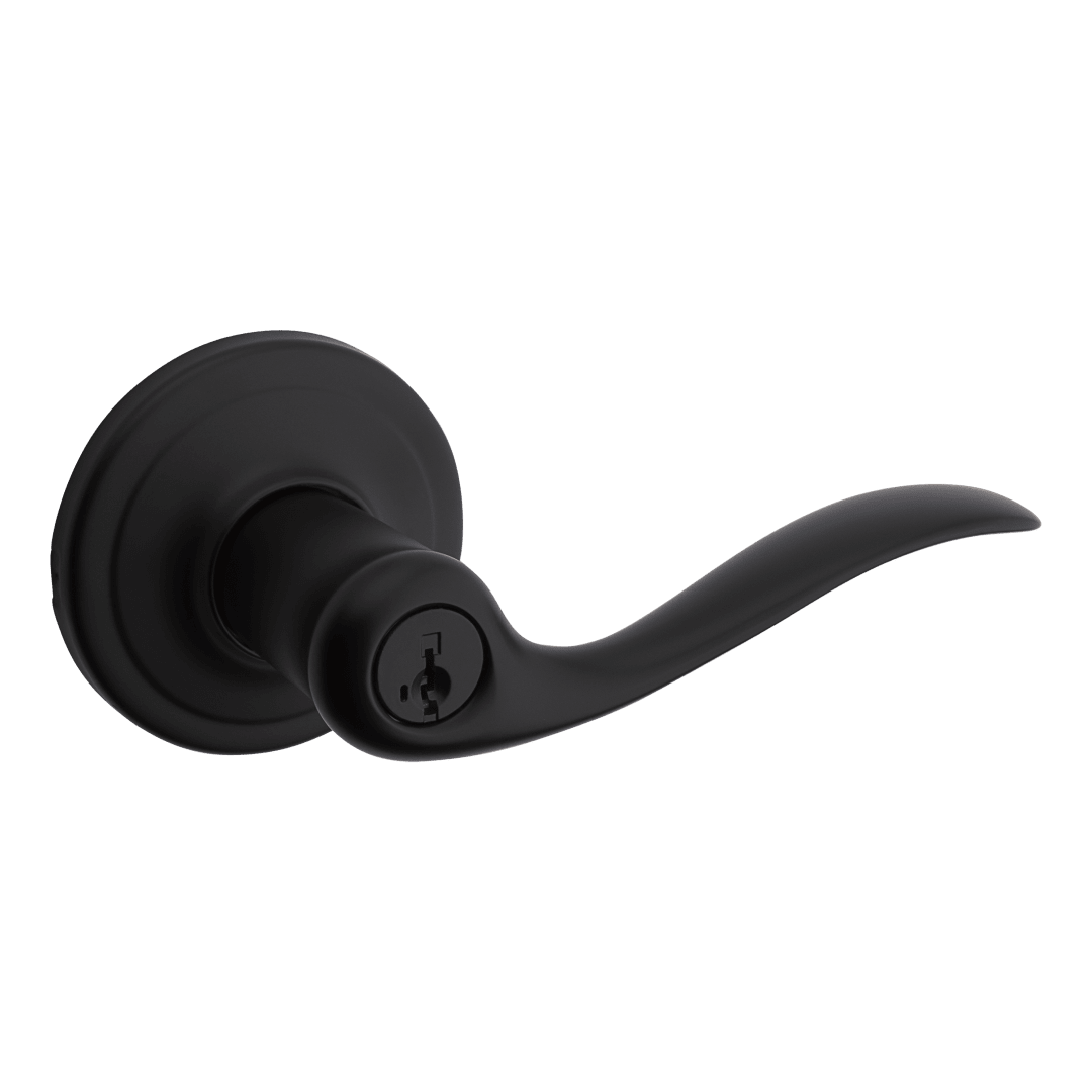 Tustin Keyed Entry Lever featuring SmartKey Security™ in Matte Black