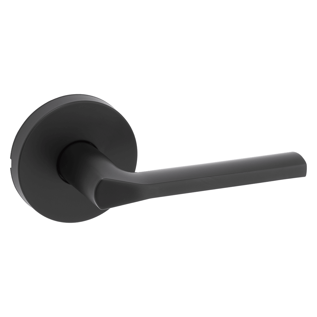 Lisbon Hall/Closet Door Lever with Round Rosette  in Matte Black