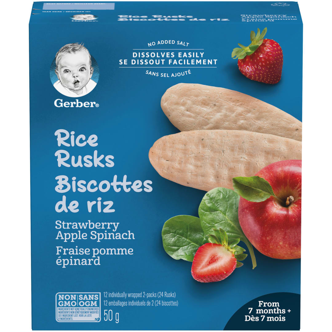 GERBER Rice Rusks StrwAppleSpin 6x50g CA
