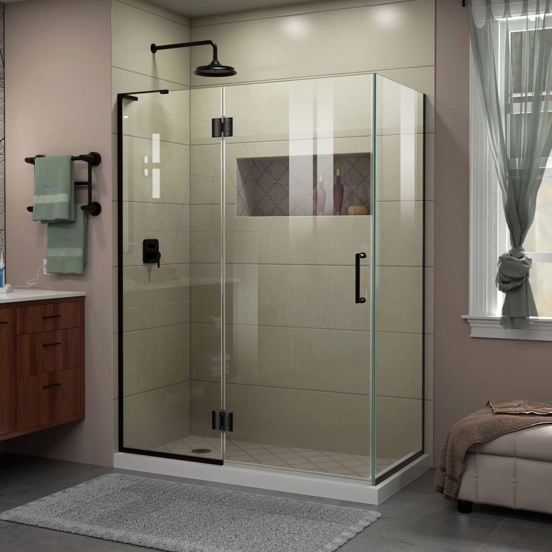 DreamLine Unidoor-X 48 3/8 inch W x 34 inch D x 72 inch H Frameless Hinged Shower Kit in Matte Black