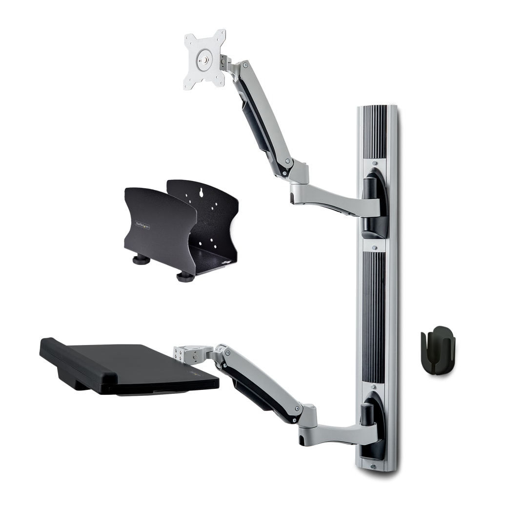 Wall Mount Workstation system with dual-pivot lower spring a
