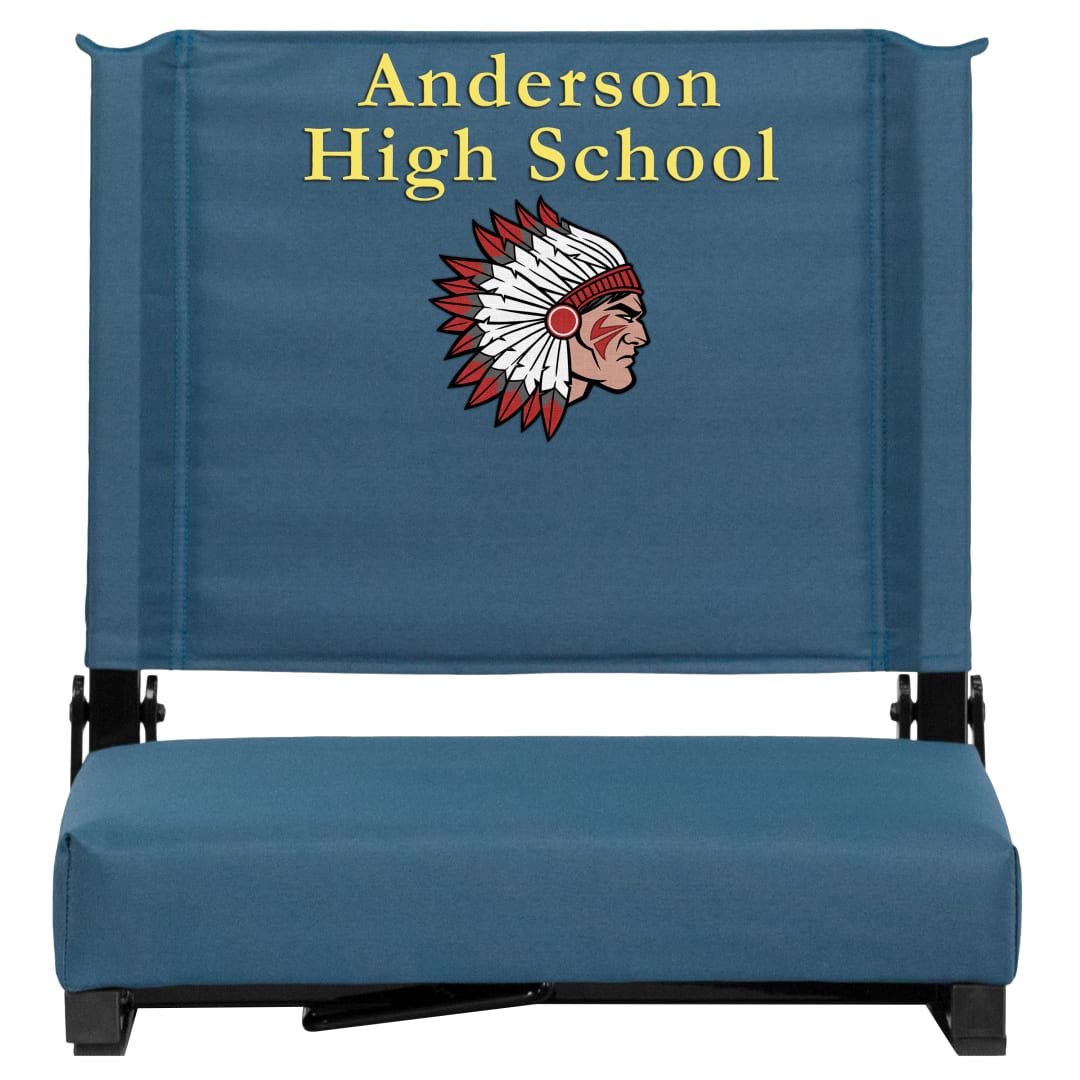 Grandstand Personalized 500 lb Capacity Padded Stadium Chair, Folding Seat with Handle, Lightweight &amp; Durable, Teal