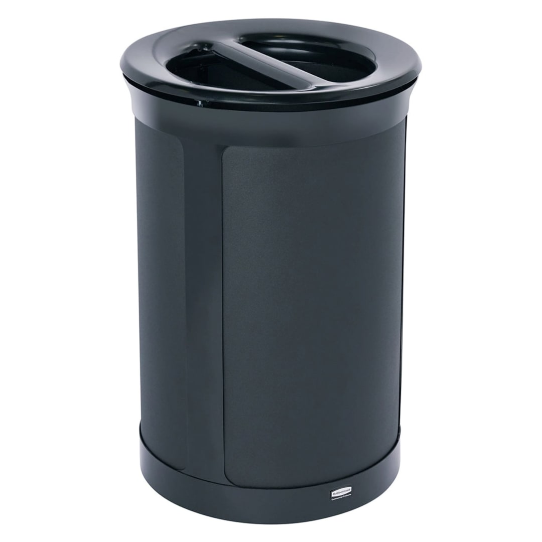 Rubbermaid Commercial Products Enhance 23 GAL Round Dual Stream, Jet Black Metallic