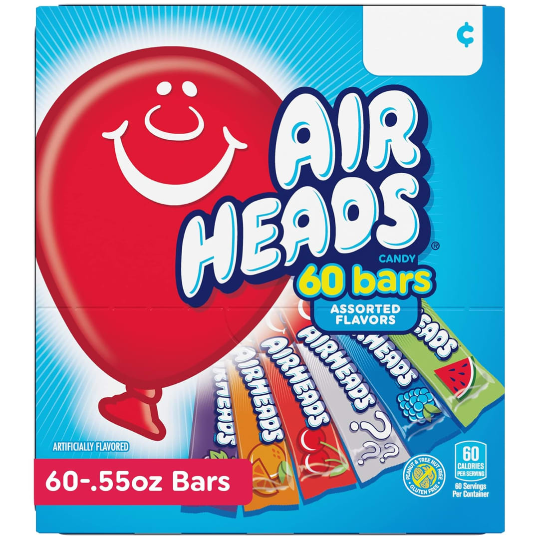 Airheads Bars Assorted Flavors 60 pc Box