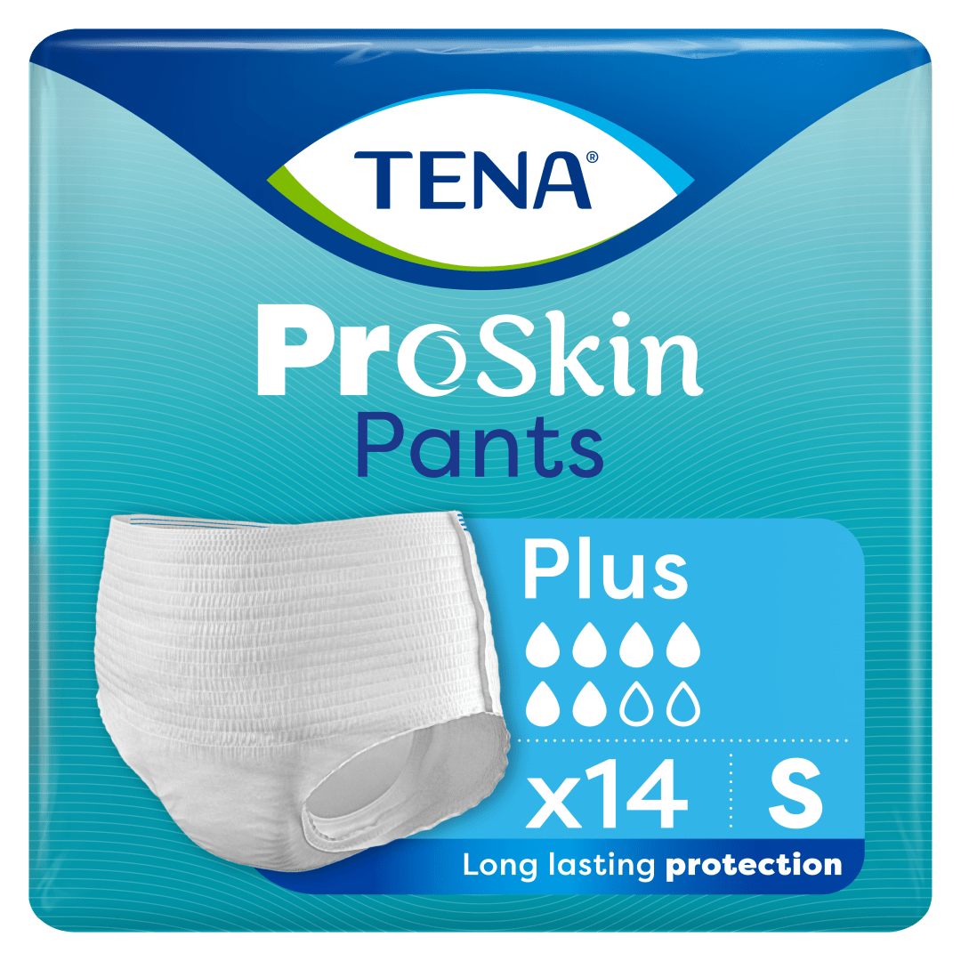 TENA ProSkin Pants Plus – Disposable Incontinence Underwear for Moderate to Heavy Leakage with Fast Absorption, Odour Control &amp; Triple Skin Protection - Small, Pack of 14