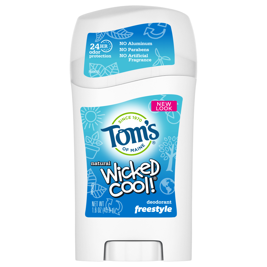 Tom's of Maine Freestyle Wicked Cool! Natural Deodorant for Tweens, Aluminum Free Deodorant Stick, 1.6 oz