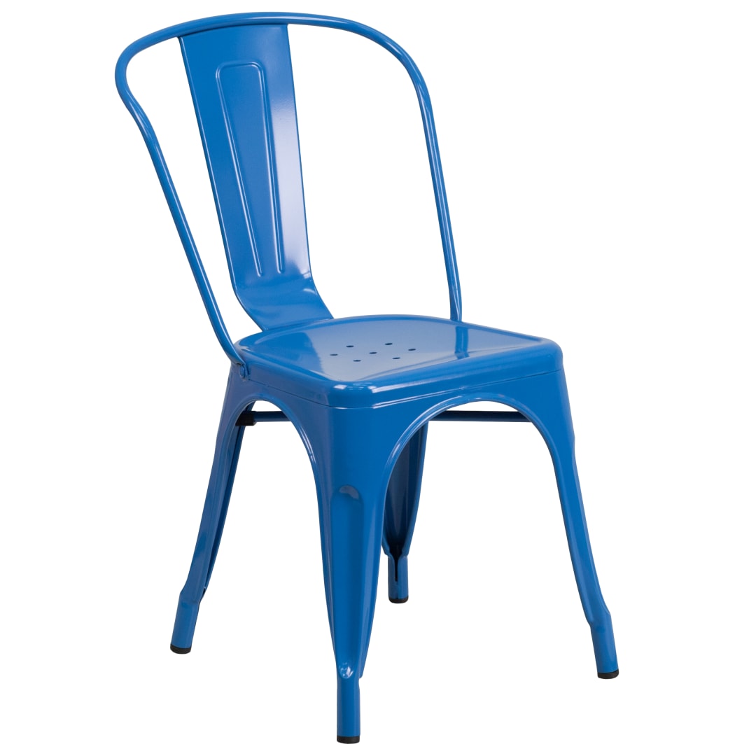 Perry Commercial Grade Blue Metal Indoor-Outdoor Stackable Chair