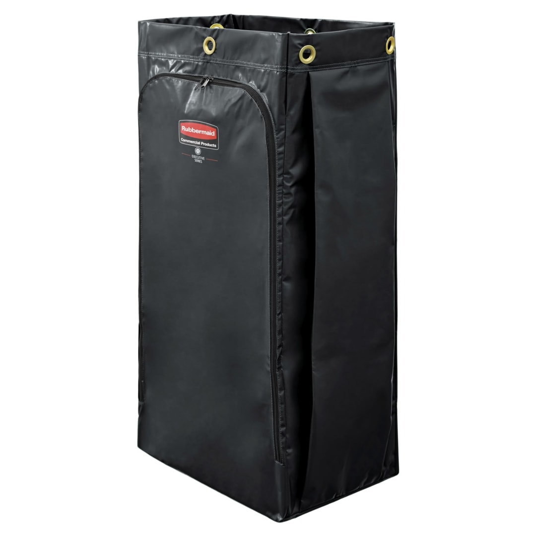 34 Gal Executive Vinyl Bag for High Capacity Janitorial Cleaning Carts, Black