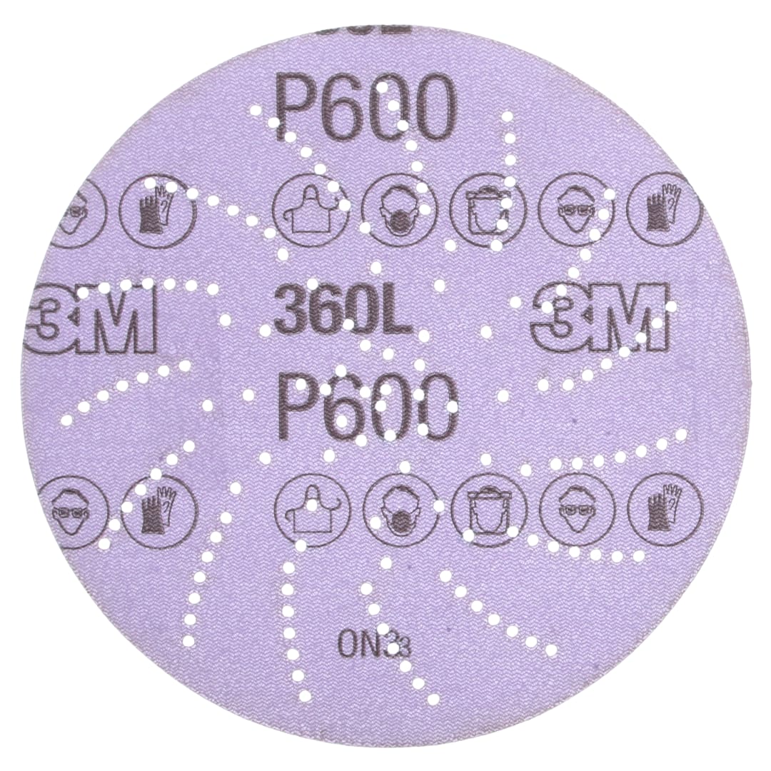 3M™ 360L Hookit Brúsny disk, P600, 125 mm, Die 500LG, 500 v balení