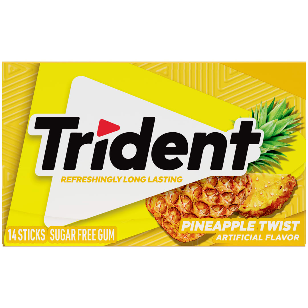 Trident Sugar Free Chewing Gum Pineapple Twist 14 pc Single
