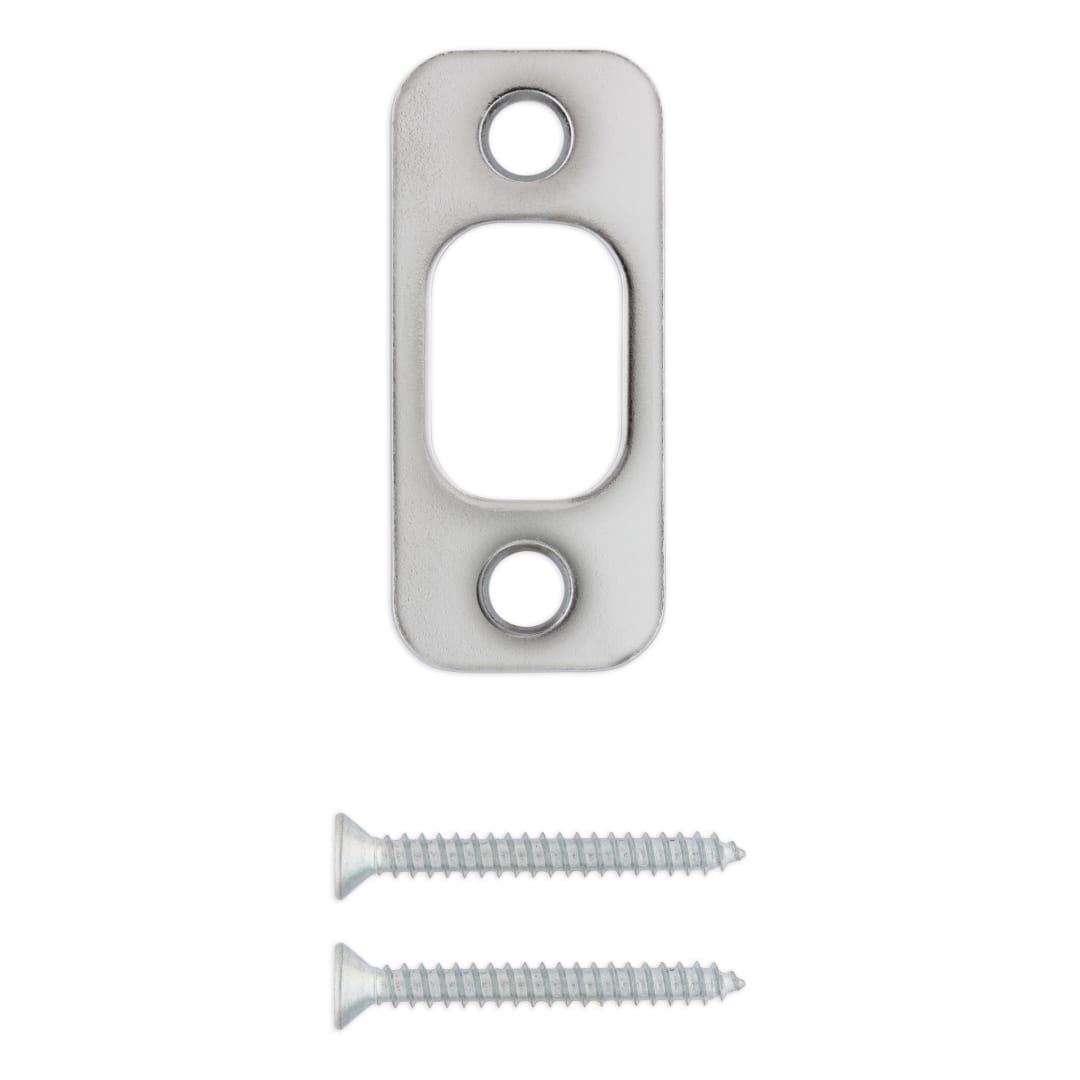 Deadbolt Round Corner Strike 1" x 2-1/4" for Polished Chrome or Satin Chrome Finish