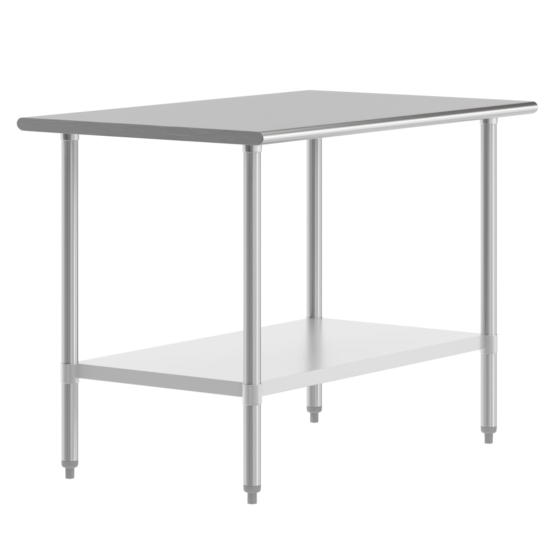 Reese 30x48 Portable Prep and Work Table with NSF Certified 18 Gauge Stainless Steel Top Shelf and Adjustable Galvanized Steel Undershelf