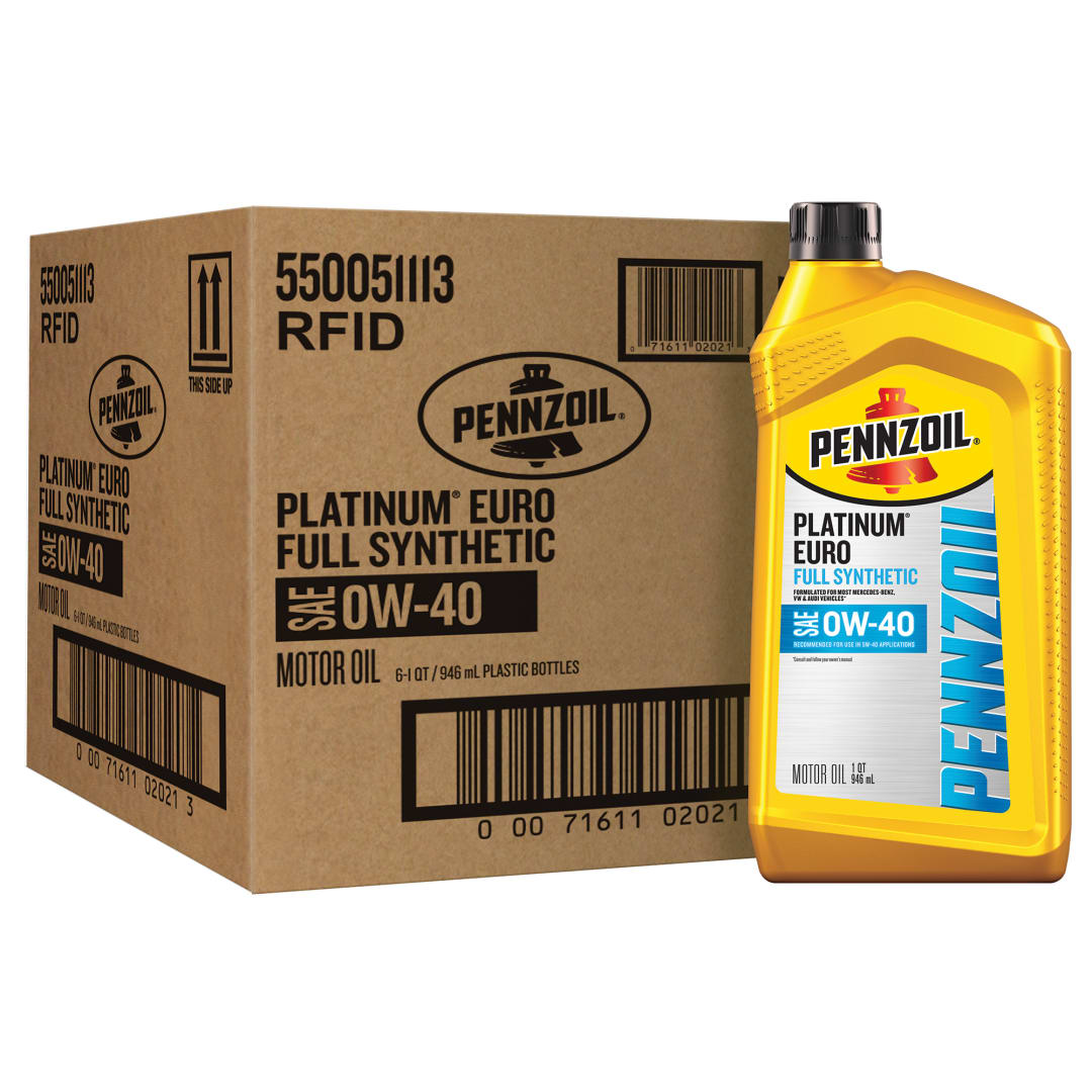 Pennzoil Platinum Euro Full Synthetic 0W-40 Motor Oil, 1 Quart (6 Pack)