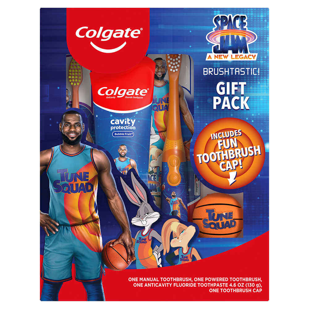 Colgate Kids Toothbrush Set with Toothpaste, Space Jam Gift Pack