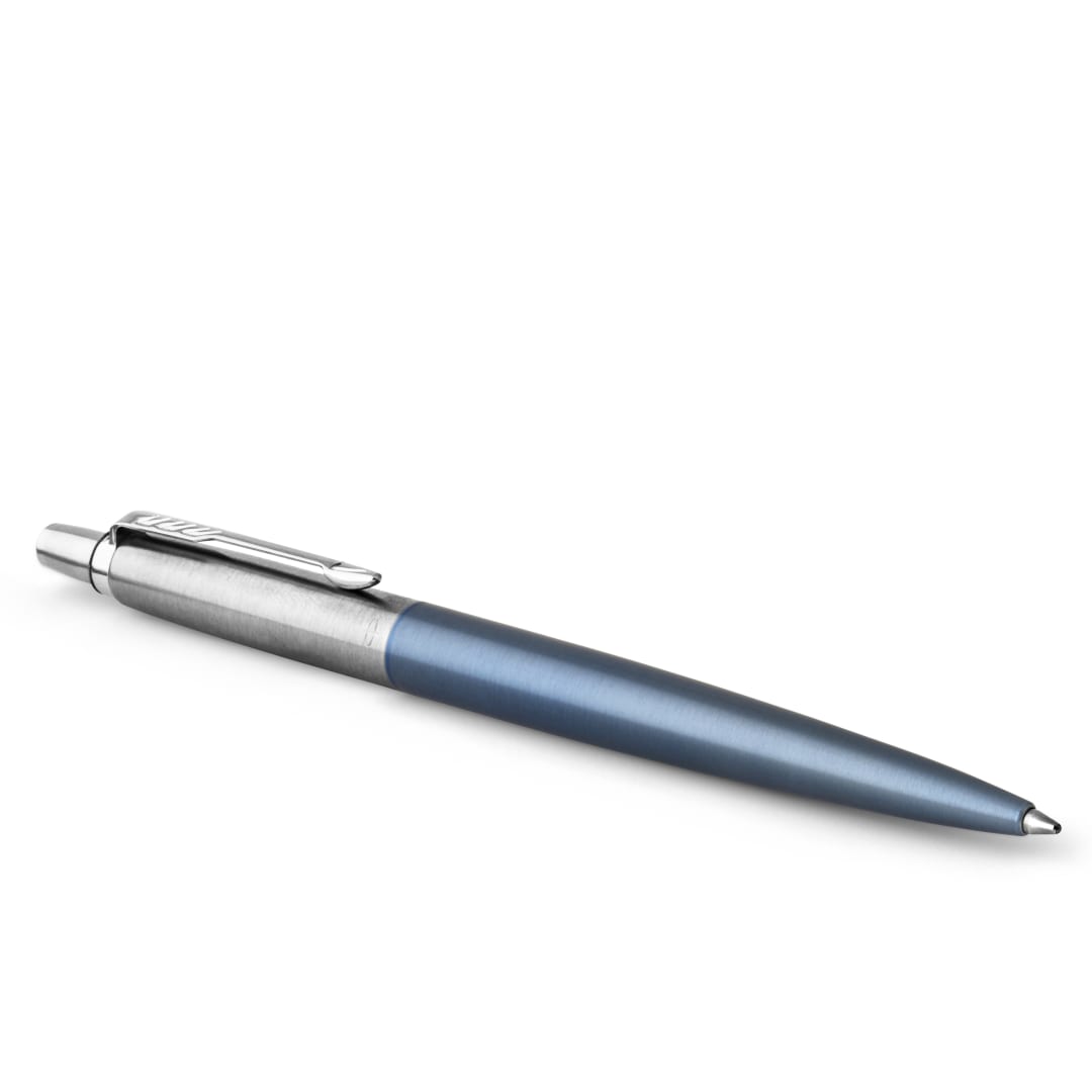 Parker Jotter bolígrafo | azul claro (Waterloo Blue) | Punta mediana con recambio de tinta azul | en estuche de regalo