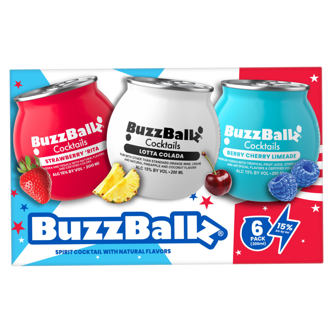 BuzzBallz Americana Variety Cocktails 6 Pack 200ml Shot Cups 30 Proof